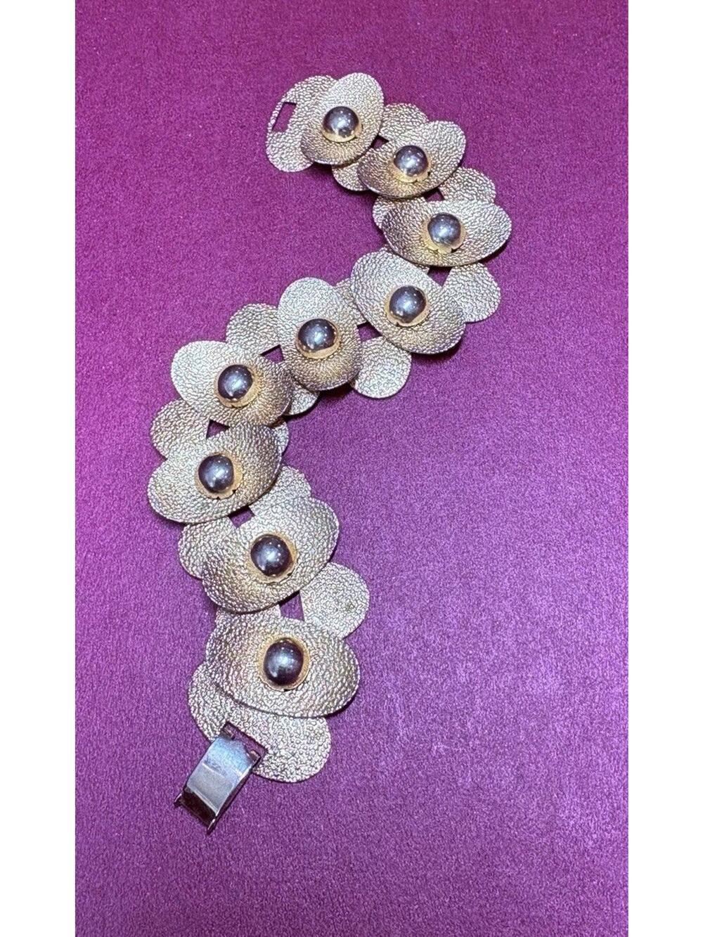 Vintage Napier Bracelet Statement 1950s Mcm Floral Flower Link Mid Century Glam